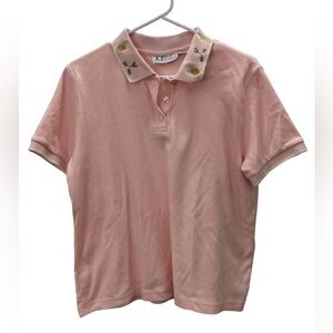 Vintage Women’s Golf & Pineapples Embroidered Pink Polo  Size L